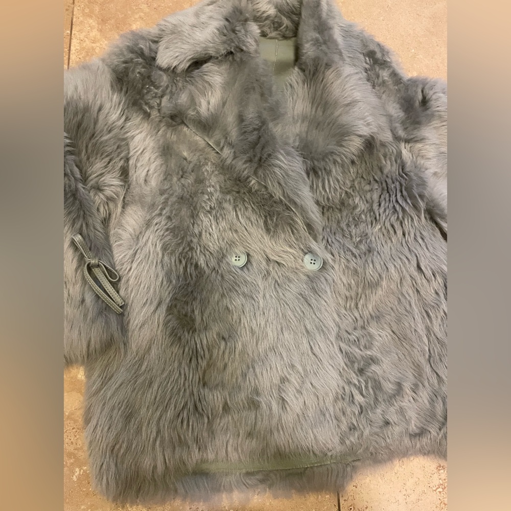 PELLICCE FUR shearling lamb skin Grayish Mint stunning !!! $980 - Picture 5 of 7